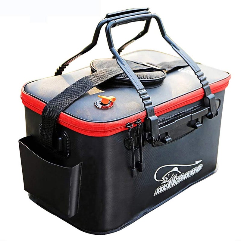 Sunglow Fishing Bucket,Foldable Fish Bucket, Multi-Functional EVA Fishing Bag for Outdoor, Live Fish Lures Bucket and Fish Protection Bucket,10GAL/8GAL/6GAL/4.8GAL/3GAL Live Fish Container (10GAL/Black) - Image 1